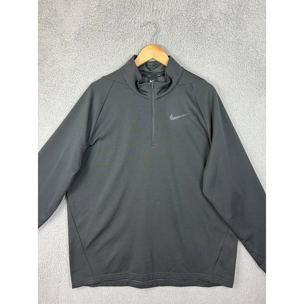 Nike Pullover Mens XL Gray 1/4 Zip Fleece Long Sleeve Training Top Athletic Mens